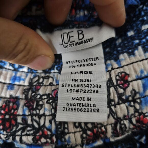 Joe B Soft Maxi Skirt Women's Size Large Double Slit White Blue Floral Cute Chic - Picture 3 of 8